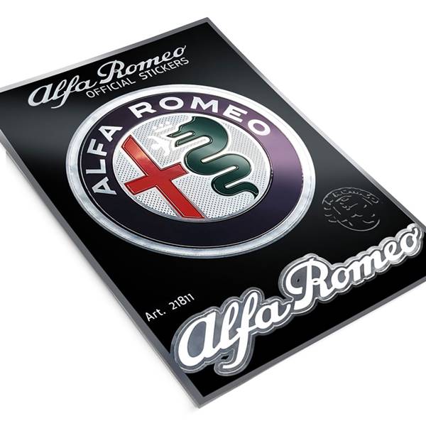 Adesivi Alfa Romeo - 1pz logo nuovo 75mm e 1pz scritta 18x89mm