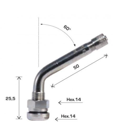 Valvola tubeless autocarro nichelata TR544