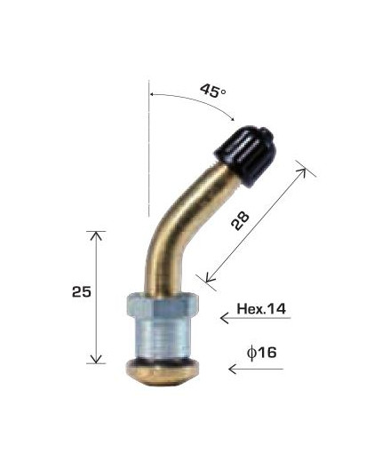 Valvola tub. autocarro nichelata V3-22-1