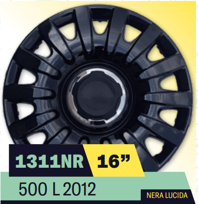 COPPA RUOTA FIAT 500L 2012> NERA LUCIDA Dim. 16 s/logo