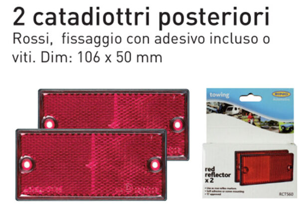 COPPIA CATADIOTTRI POSTERIORI ROSSI (106x50) - immagine 2