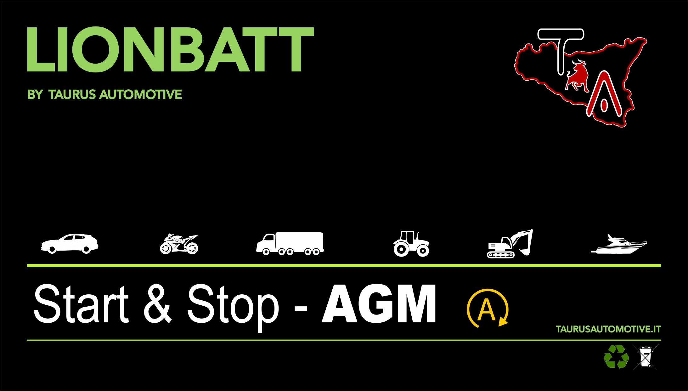 Batteria 105 amp dx AGM per veicoli con start e stop