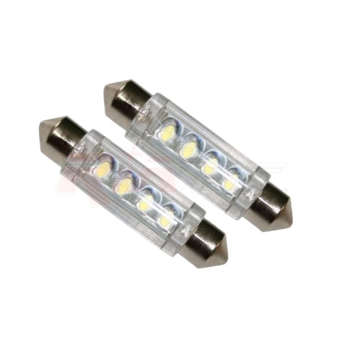 Coppia lampade siluro a led bianco 12v 10x36 2pz